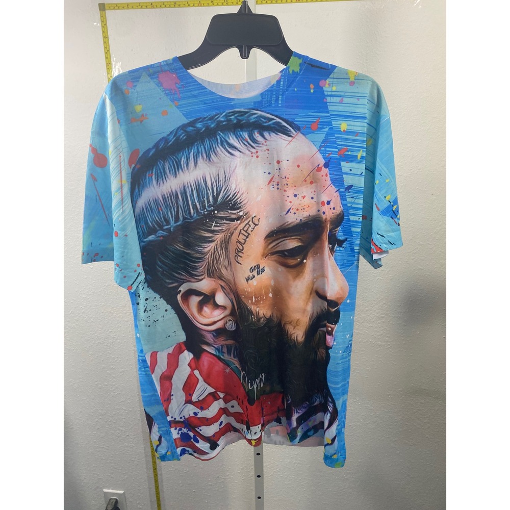 Sublivie Nipsey Hussle Prolific All Over Print Tribute T-Shirt Mens Large Blue